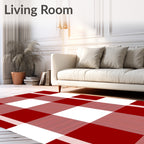 Classic Red Gingham Checkered Rug