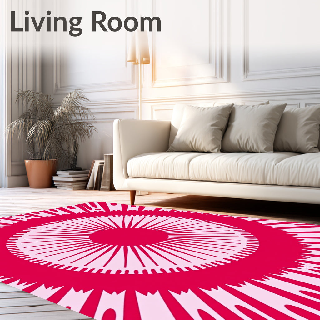 Crimson Sunburst Ethnic Mandala Rug