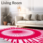 Crimson Sunburst Ethnic Mandala Rug
