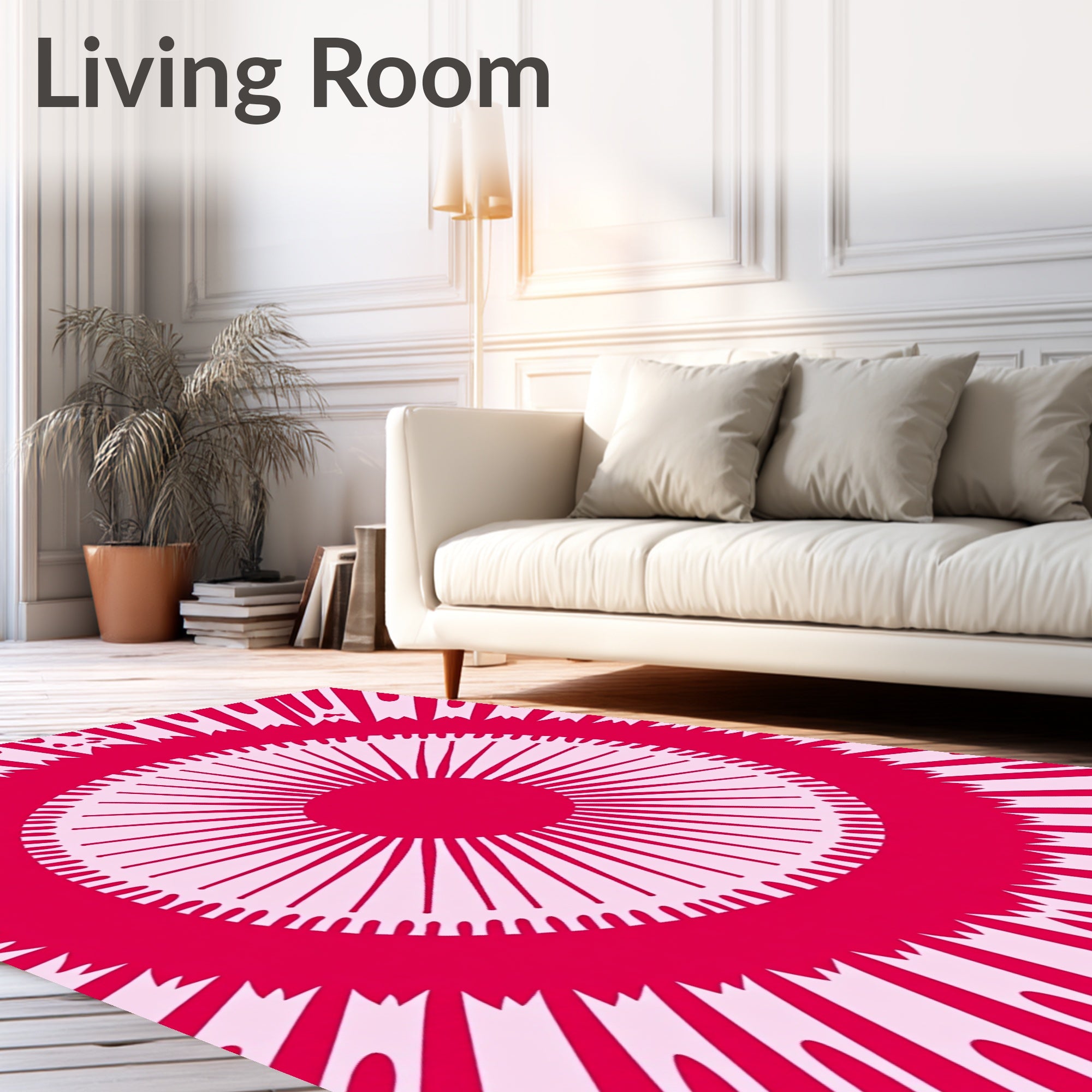 Crimson Sunburst Ethnic Mandala Rug