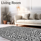 Monochromatic Bold Geometric Maze Rug