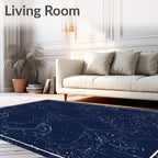 Deep Blue Abstract Sketchy Swirl Rug