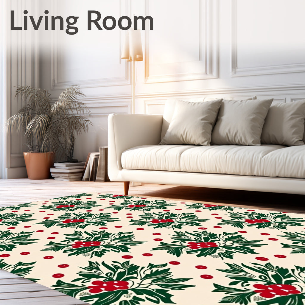 Cream Red Berries Botanical Arrangement Rug