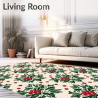 Cream Red Berries Botanical Arrangement Rug