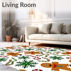 Whimsical Gingerbread Snowflakes Candy Canes Rug