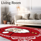 Classic Red Santa Portrait Floral Accent Rug