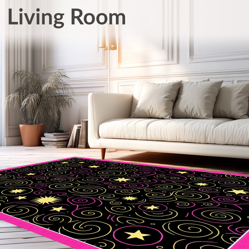 Night Sky Swirl Starburst Medallion Rug