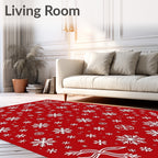 Crimson Snowflake Garland Scatter Rug
