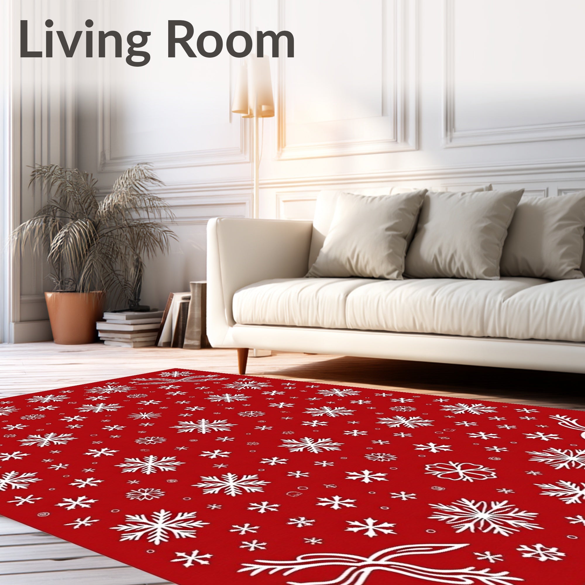 Crimson Snowflake Garland Scatter Rug