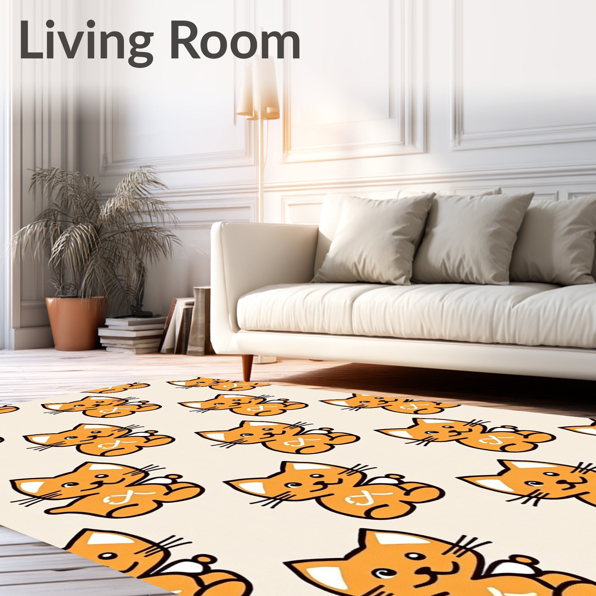 Cute Orange Cat Repeating Pattern Rug