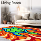 Vibrant Blue Green Turtle Fire Rug