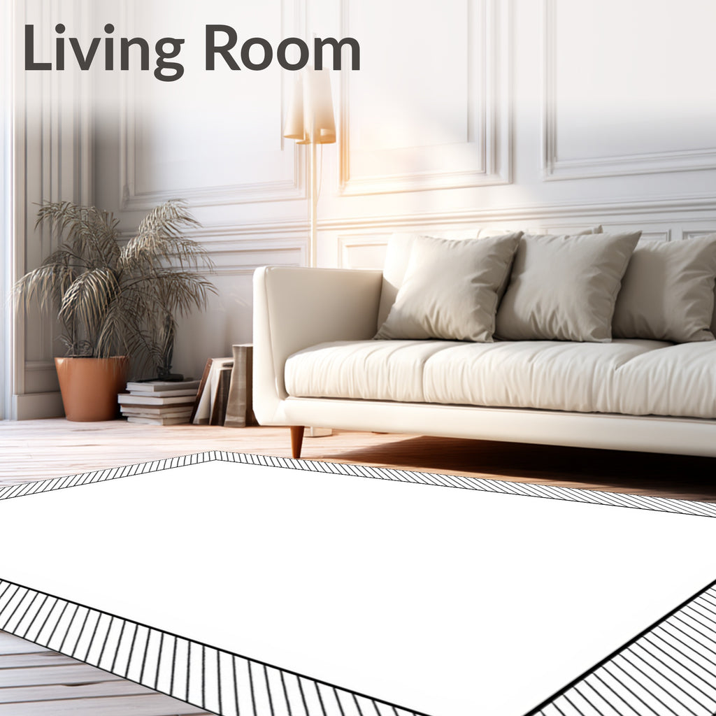 Modern Black White Striped Border Rug