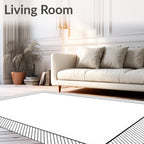 Modern Black White Striped Border Rug
