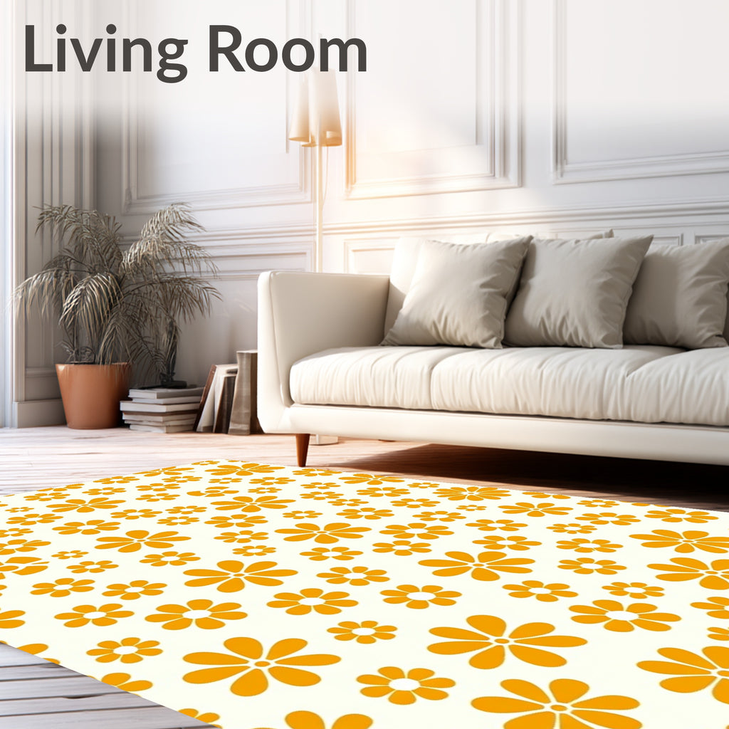 Retro Orange Flower Collage Rug