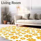 Retro Orange Flower Collage Rug