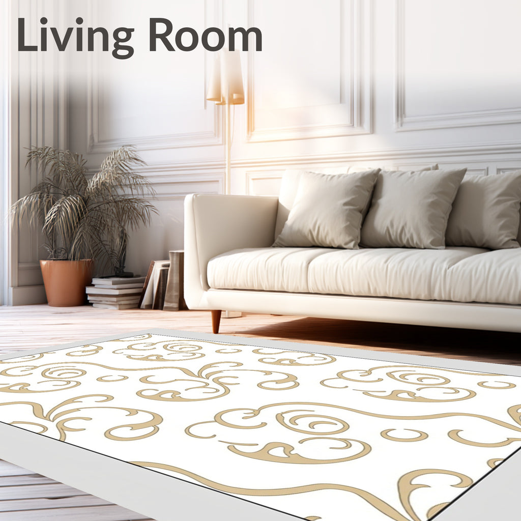 Golden Swirl Scrolling Flourish Rug