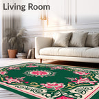 Emerald Floral Border Medallion Rug