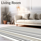Modern Gray And Tan Stripe Rug