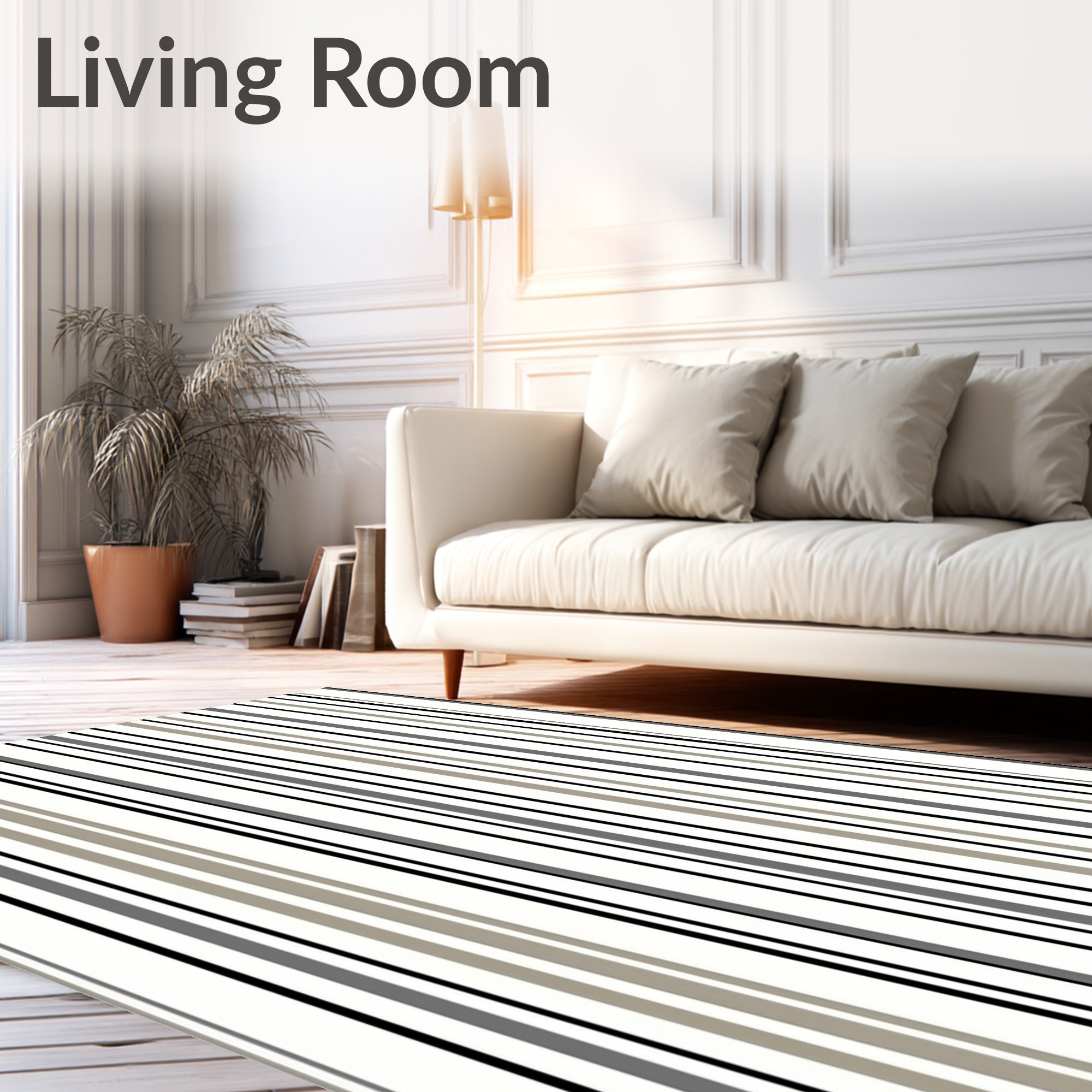 Modern Gray And Tan Stripe Rug