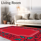 Christmas Red Holly Vine Frame Rug