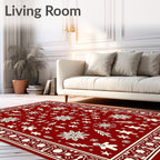 Festive Red Gingerbread Snowflakes Border Rug