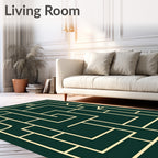 Modern Geometric Labyrinth Green Rug