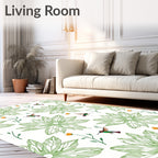 Green Leafy Bloom Hummingbird Medley Rug