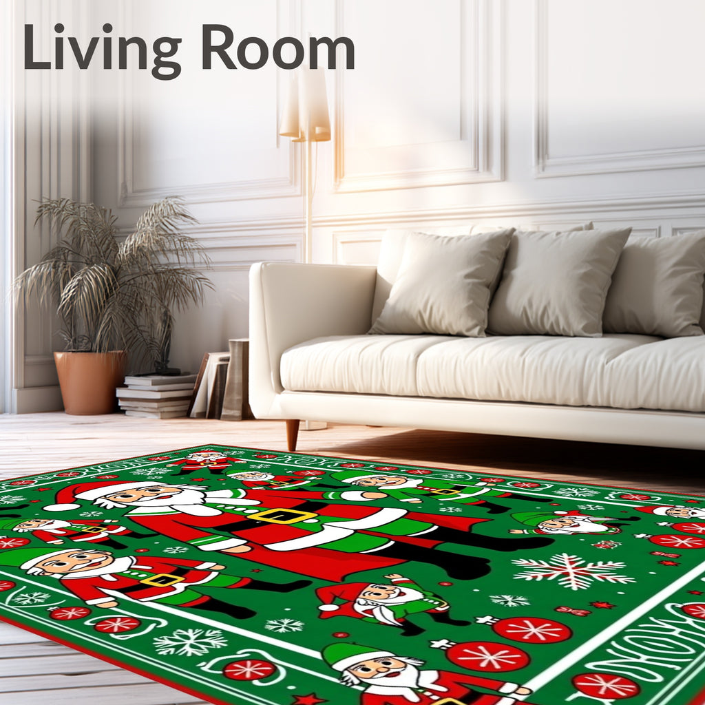 Festive Santa Claus Christmas Scene Rug