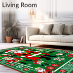 Festive Santa Claus Christmas Scene Rug