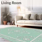 Pale Mint White Medallion Scrollwork Rug