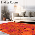 Autumn Pumpkin Vine Floral Print Rug