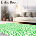 Bright Green Linear Maze Composition Rug