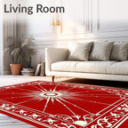 Crimson Radiant Sunburst Border Rug