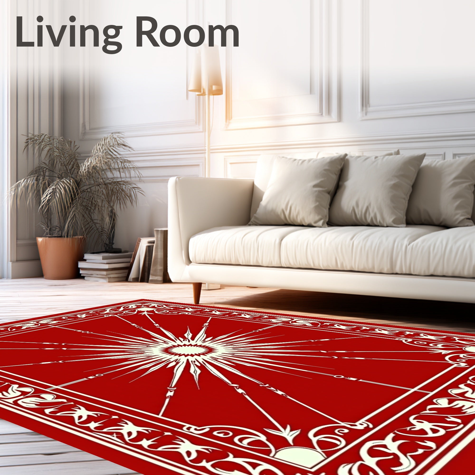 Crimson Radiant Sunburst Border Rug