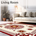 Crimson Yellow Starburst Medallion Rug