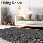 Monochrome Swirl Outline Abstract Rug