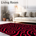 Crimson Swirl Tribal Abstract Rug