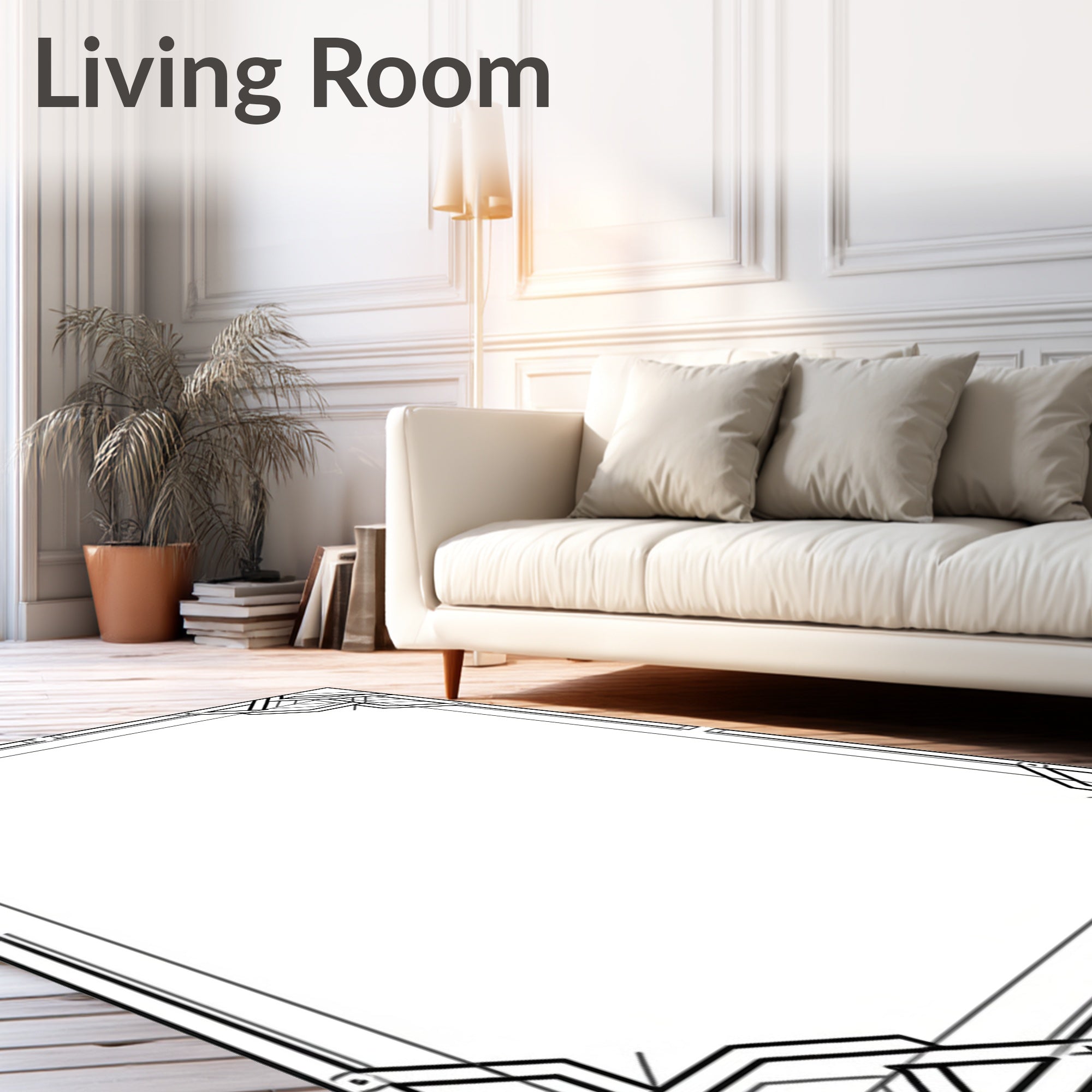 Art Deco Geometric Black White Frame Rug