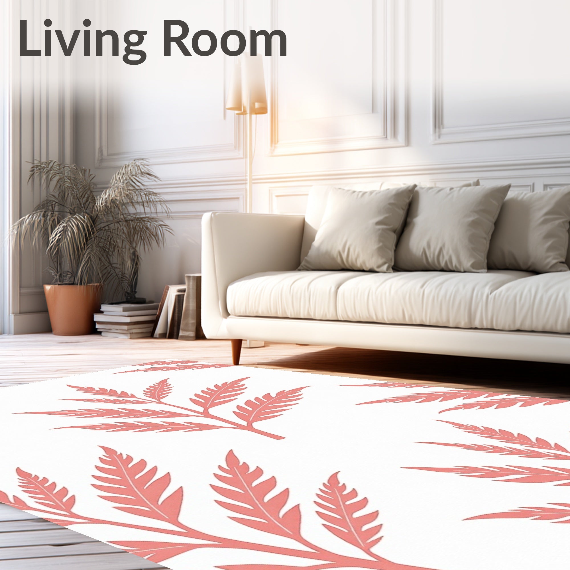 Coral Fern Frond Repeating Pattern Rug
