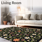 Black Floral Meadow Bloom Rug