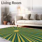 Radiant Yellow Sunburst Teal Rug