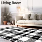 Classic Black White Plaid Madras Rug