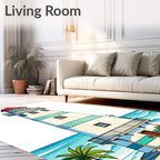 Coastal Lighthouse Beach Seaside Scene Rug