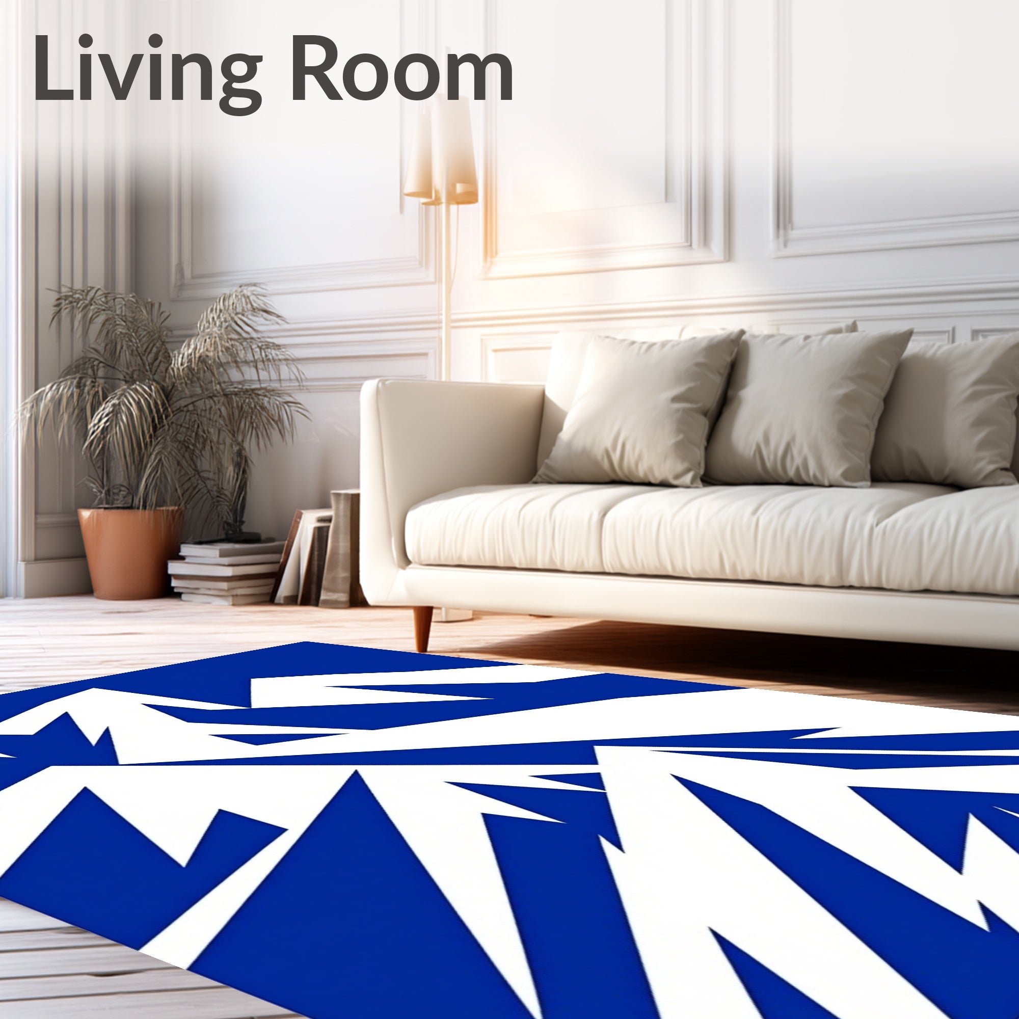 Bold Blue Abstract Mountain Peaks Rug
