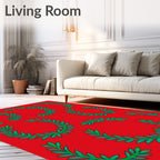Red Green Laurel Wreath Round Collage Rug