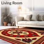 Crimson and Gold Floral Star Medallion Rug