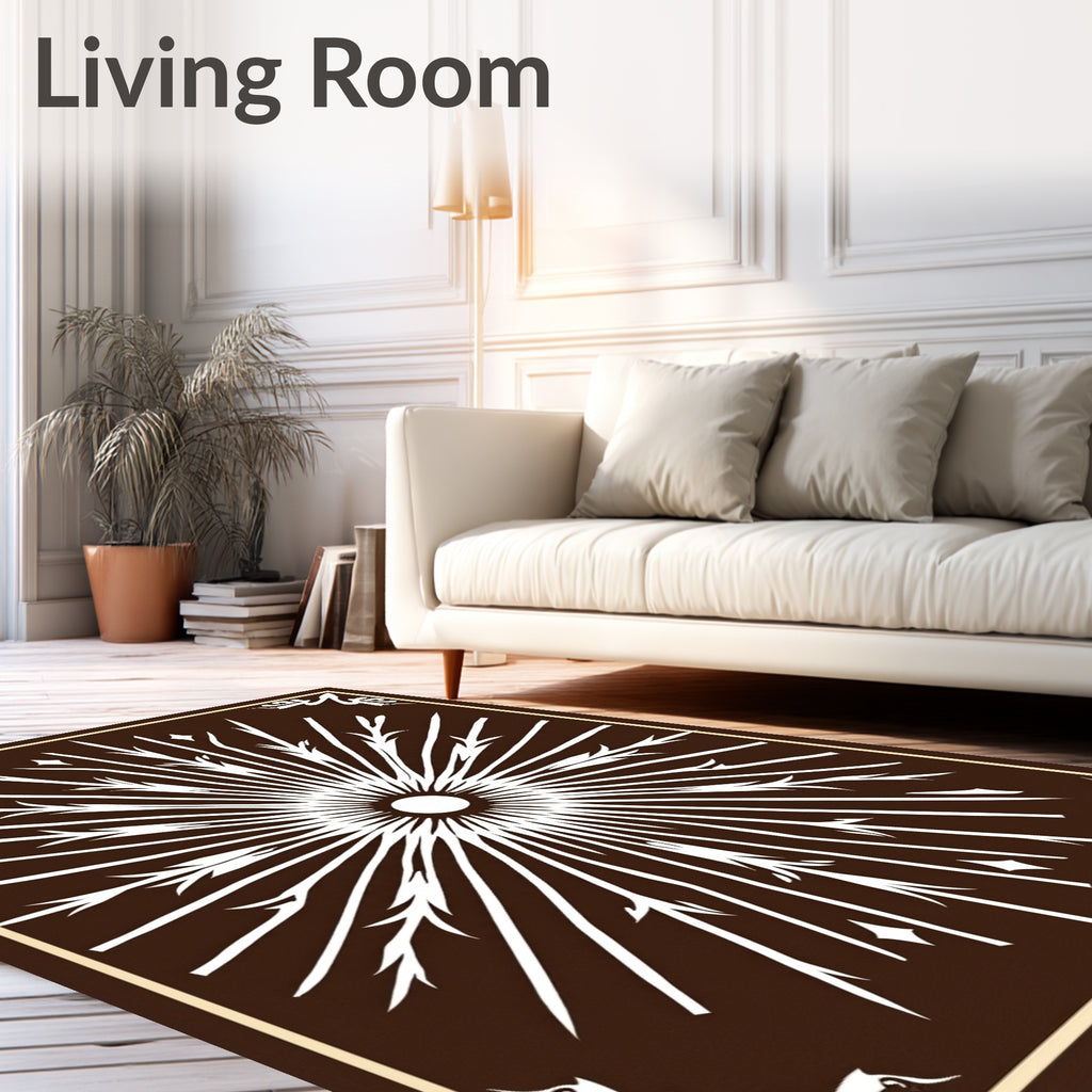 Brown Sunburst Central Medallion Art Rug