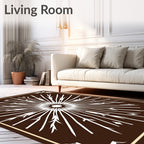 Brown Sunburst Central Medallion Art Rug