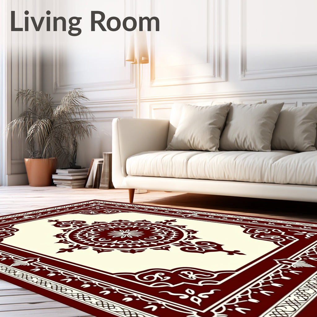 Crimson Medallion Bordered Rug