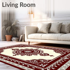 Crimson Medallion Bordered Rug